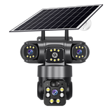 PIR & Radar Dual Induction Detection HD Solar 4G Mobile PTZ camera  with Tri-Lenz & Free APP Live Monitoring