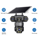 PIR & Radar Dual Induction Detection HD Solar 4G Mobile PTZ camera  with Tri-Lenz & Free APP Live Monitoring