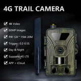 60MP HD Photos ＆４K　Live HD Video 4G LTE Trail Camera with IP66 Waterproof Night Vision Free mobile APP & Icloud for Data Storage-8