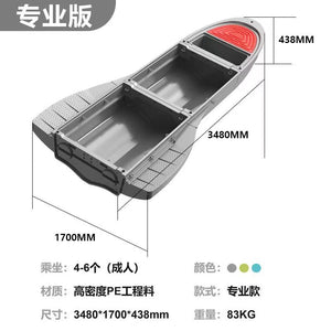 Detachable dinghy, Stacked fish boat, PE environmental Protection material, can carry 5 people, green/gray