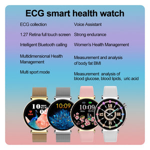 490 ECG + call + blood lipid, uric acid, blood sugar high-end health Smart watch for female