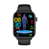 ECG AI medical diagnosis + Bluetooth call  with SOS emergency call  smart watch_Black Skin Version