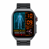 ET585 AMOLED model ECG AI medical diagnosis + Bluetooth call  with SOS emergency call  smart watch_Black Skin Version