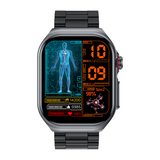 ET585 AMOLED model ECG AI medical diagnosis + Bluetooth call  with SOS emergency call  smart watch_Black Skin Version