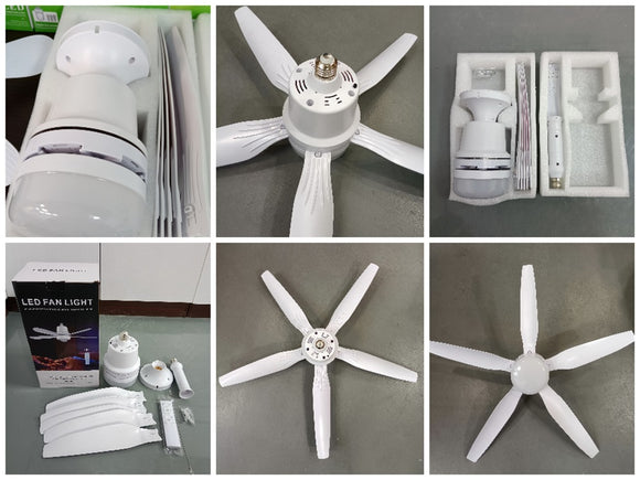 E27 Socket 5 blade LED Fan Light  With Remote Controller For different Gear Speed and Color Temperature. 