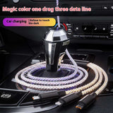 120W Super Fast Charge RGB Magic Color 1 to 3 Data Line from USB to Tupe C/Micro interface/ Lihting interface