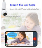 360 Degree Rotation Smart Auto Tracking PTZ Bulb Shaped Wifi Camera with Dual Light for Night Vision ad Illumination Free APP