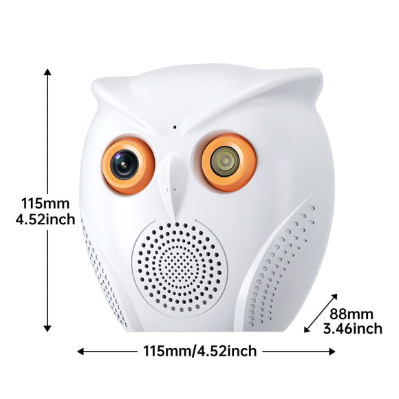 Ultra Loud Voice Alarm & Intelligent Humanoid Recognition Alarm Big Horn Owl Cartoon AI  HD WIFI camera 